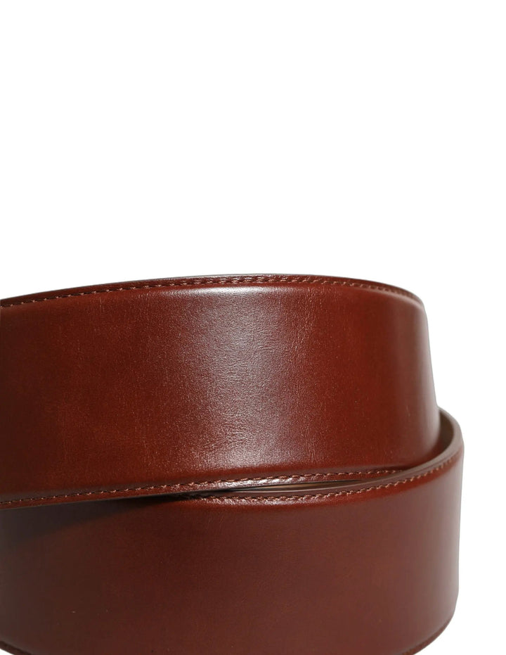 Dolce &amp; Gabbana Brown Calfskin Leather Gold Metal Buckle Belt