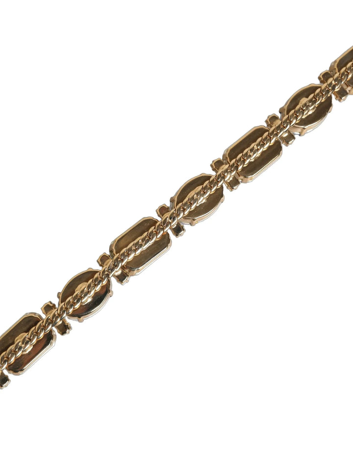 Dolce &amp; Gabbana Blue Leather Crystal Chain Embellished Belt