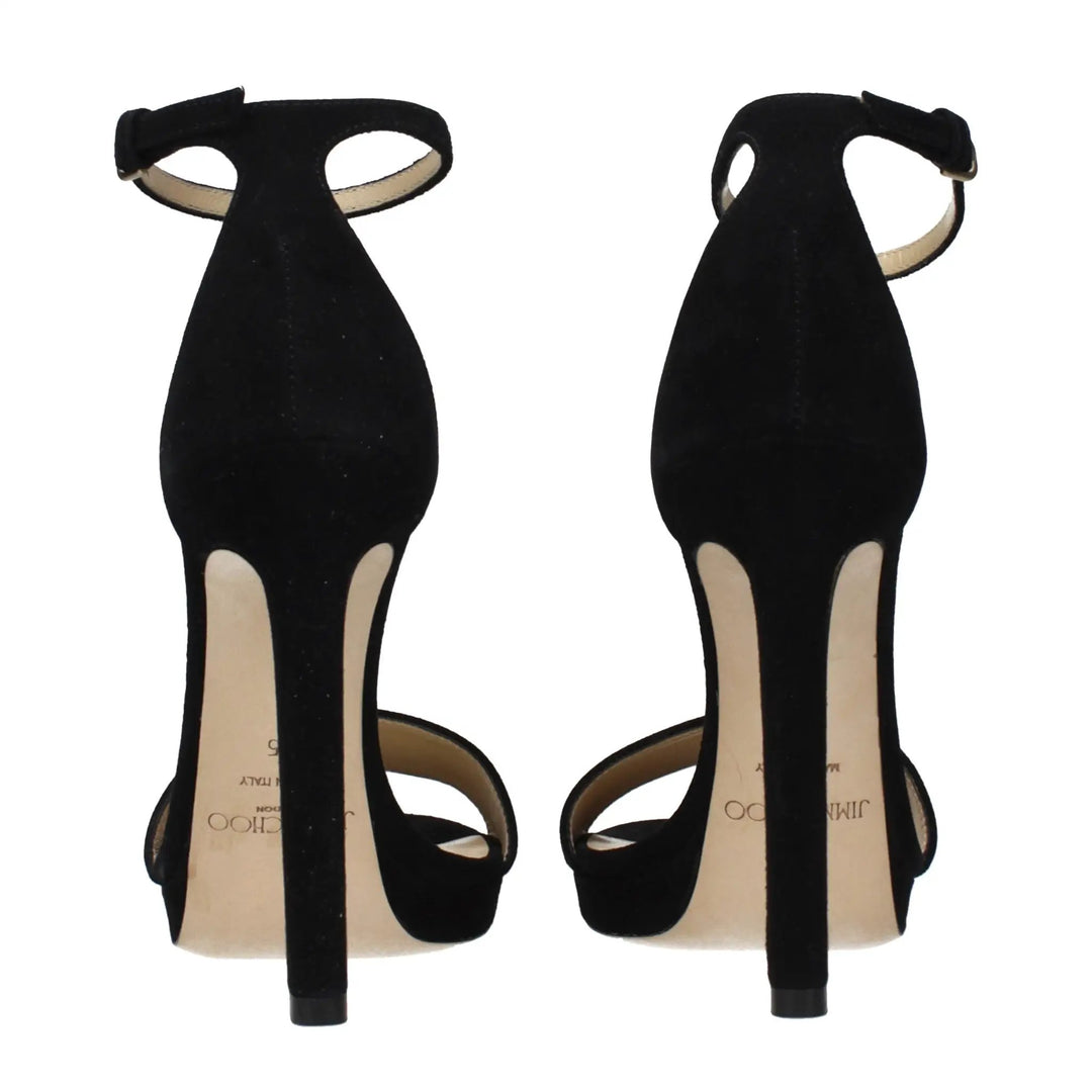 Jimmy Choo Black Leather Platform Sandals