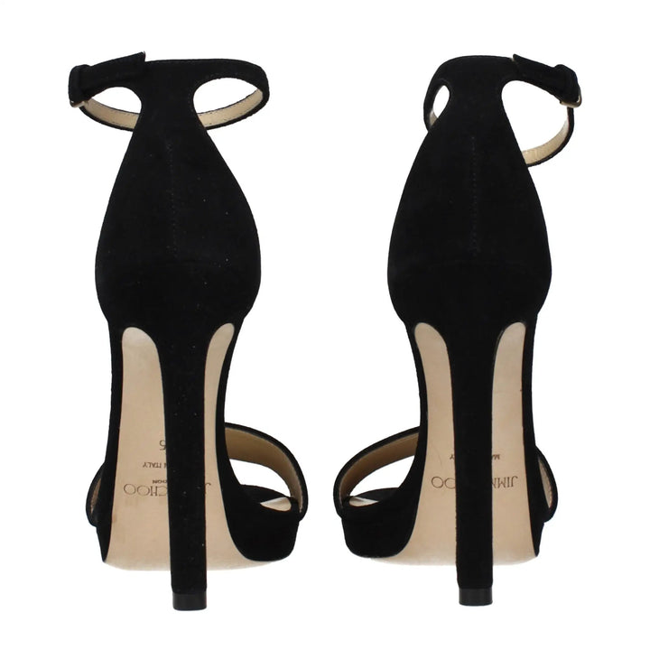 Jimmy Choo Black Leather Platform Sandals