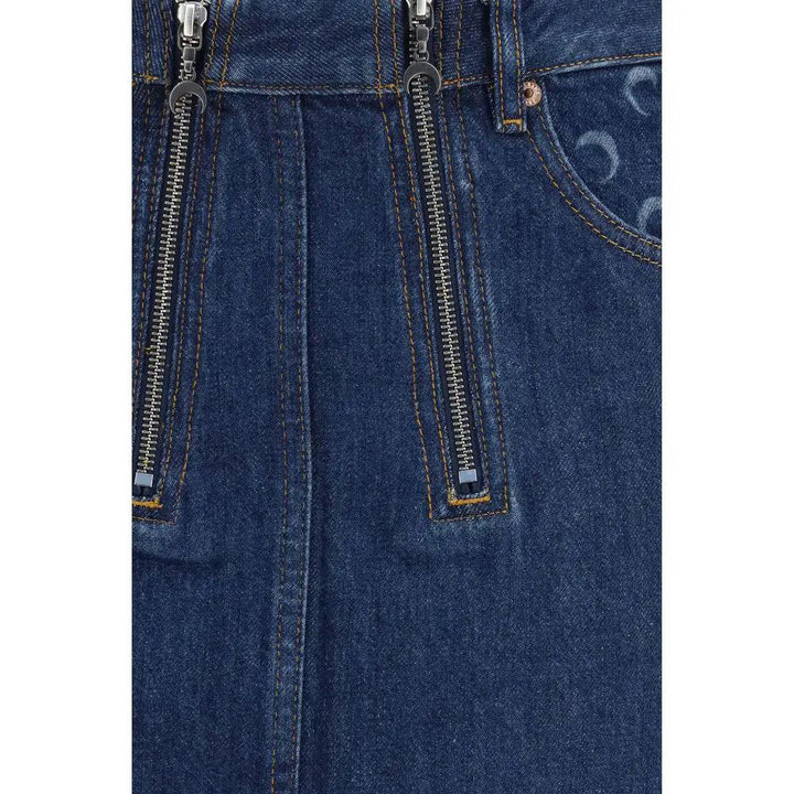 Marine Serre Blue Cotton Mini Skirt