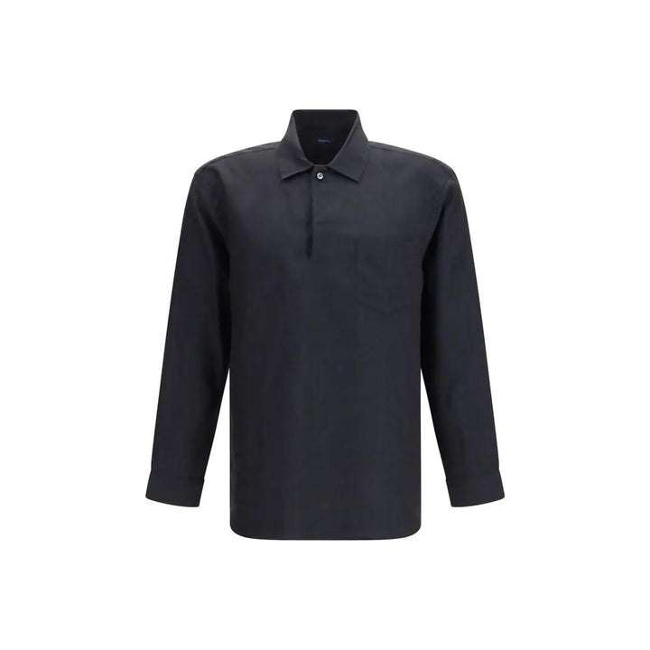 Deperlu Black Linen Dress Shirt