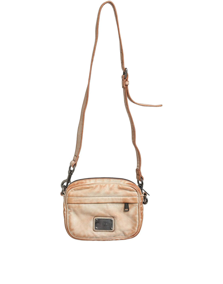 Dolce &amp; Gabbana Beige Vintage Leather Logo Plaque Shoulder Borse Men Bag