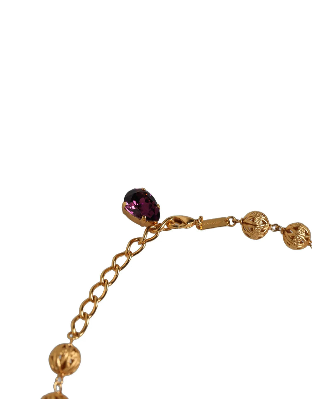 Dolce &amp; Gabbana Gold Brass Mix Fiori Flowers Crystal Chain Necklace