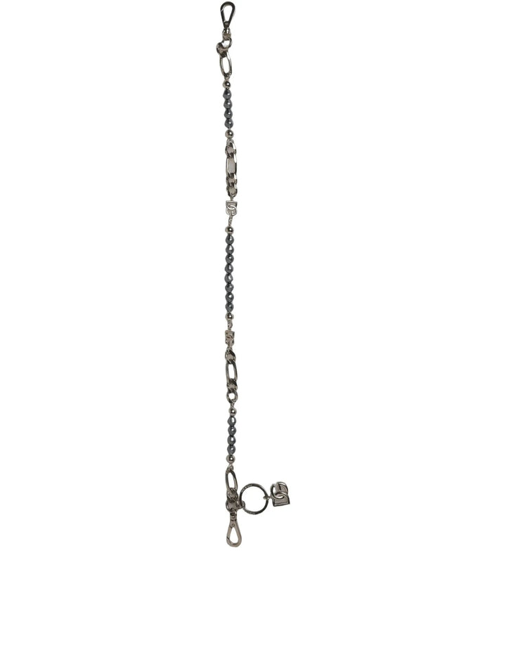 Dolce &amp; Gabbana Silver Tone Chain Signature DG Logo Pendant Necklace