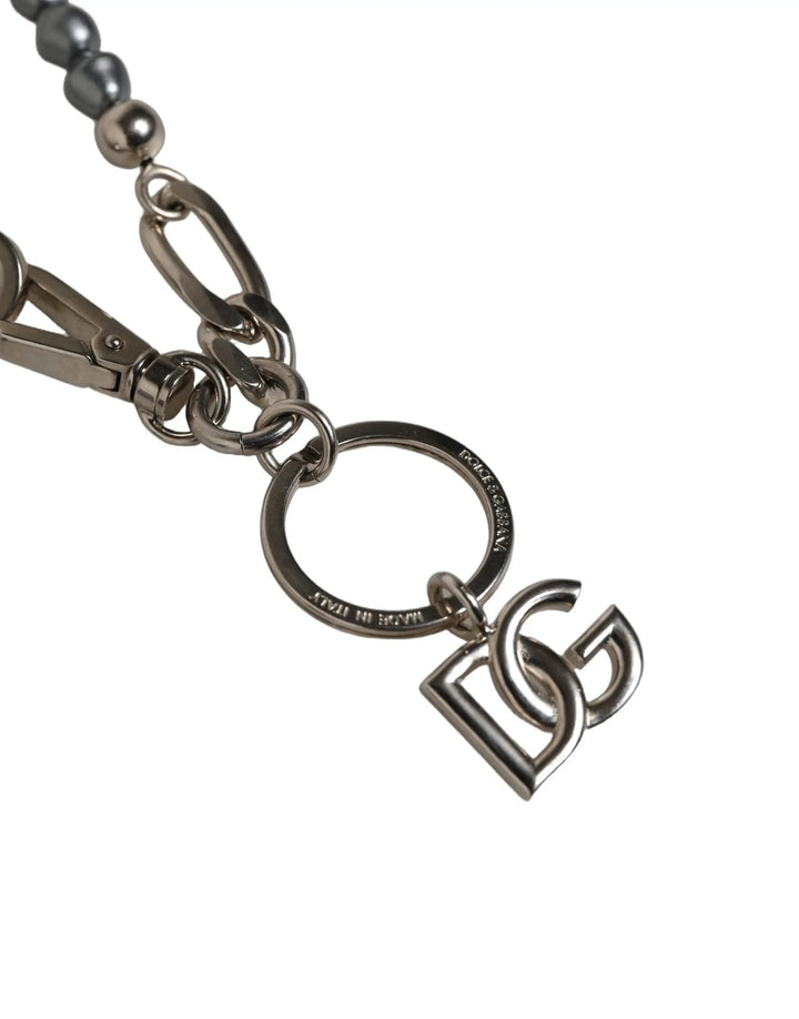 Dolce &amp; Gabbana Silver Tone Chain Signature DG Logo Pendant Necklace