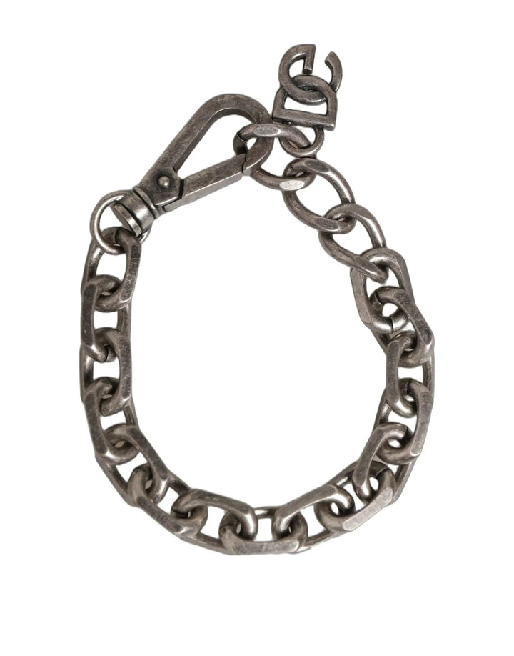 Dolce &amp; Gabbana Silver Tone Heavy Chain Link Signature DG Logo Bracelet
