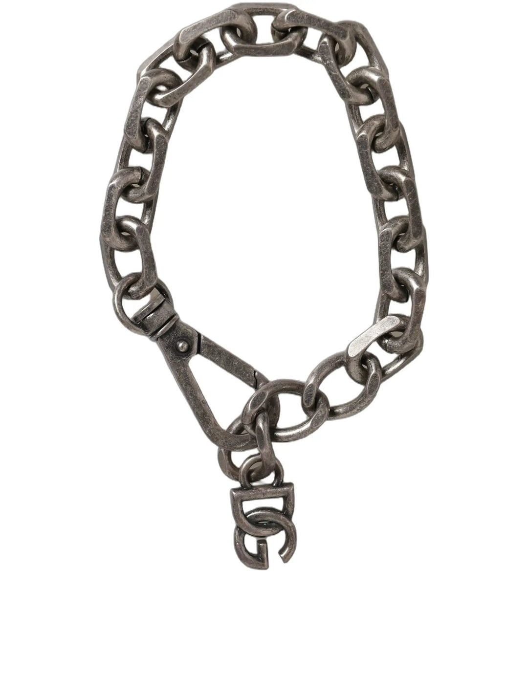 Dolce &amp; Gabbana Silver Tone Heavy Chain Link Signature DG Logo Bracelet