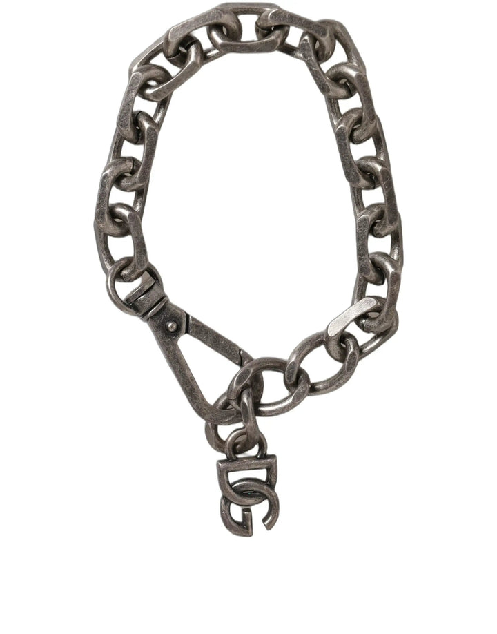 Dolce &amp; Gabbana Silver Tone Heavy Chain Link Signature DG Logo Bracelet