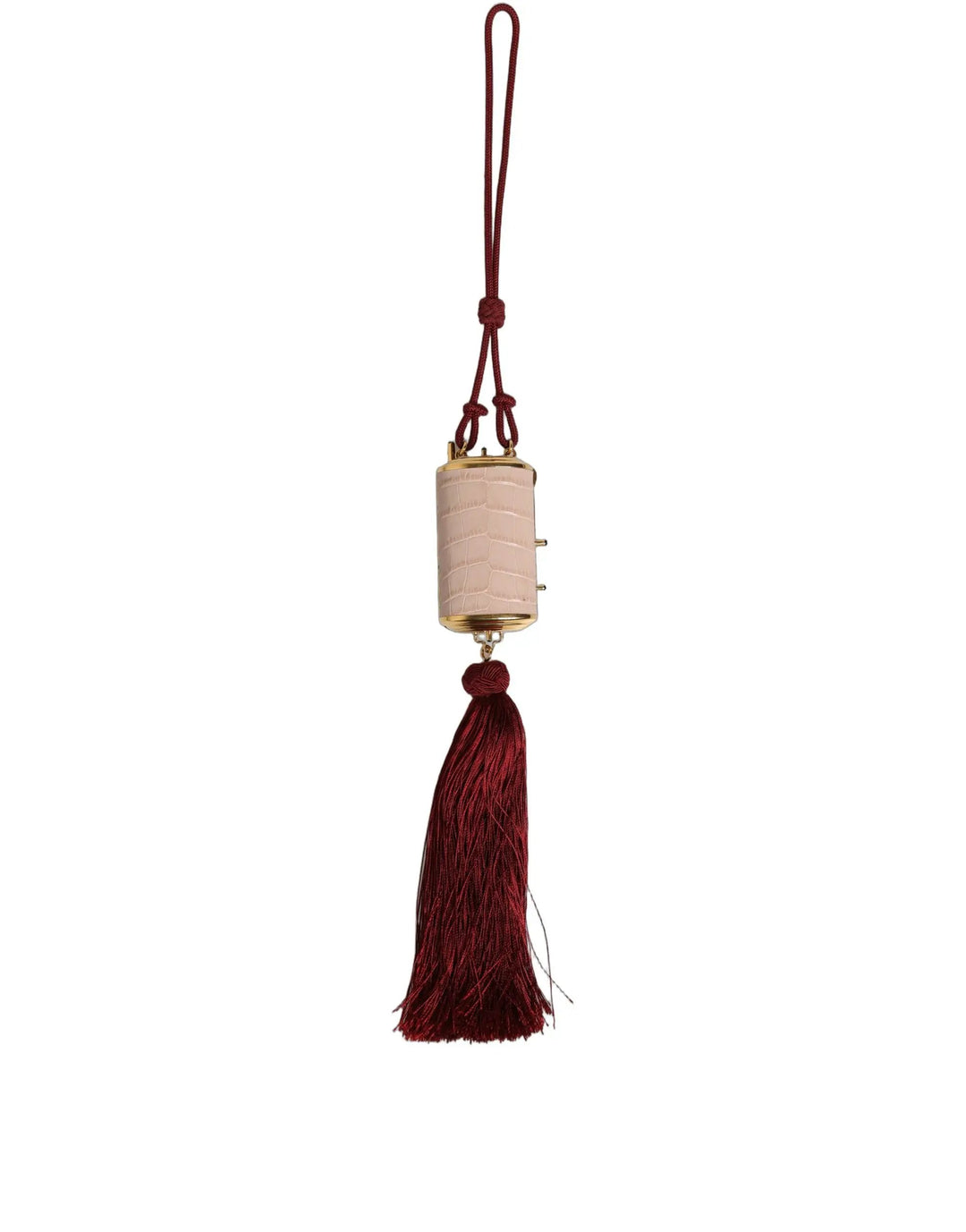 Dolce & Gabbana Sample Sale | Dolce & Gabbana Pink Exotic Leather Mini Mirror Tassel Makeup Bag - | Designer outlet