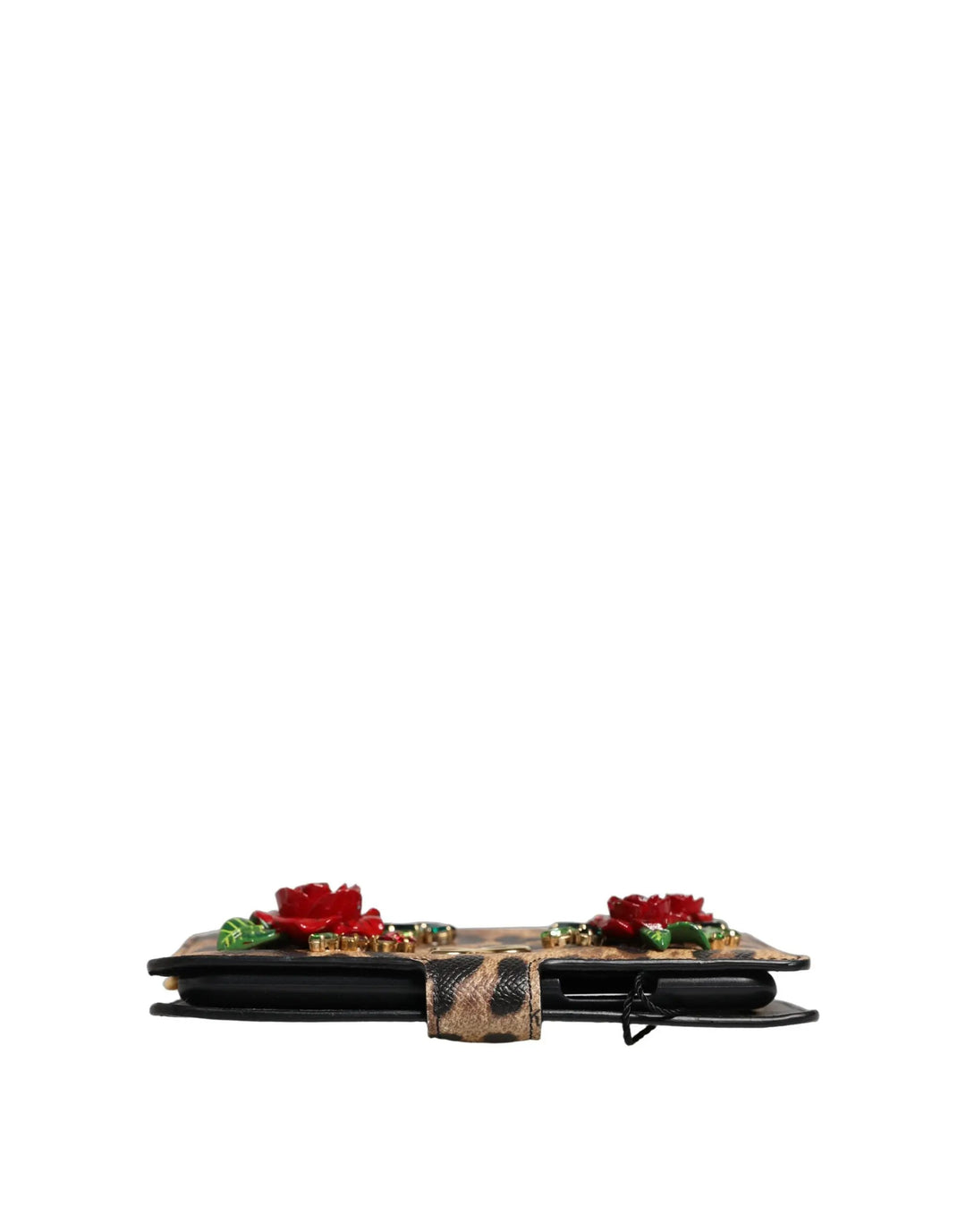 Dolce &amp; Gabbana Flip Cover Brown Leopard Crystal iPhone X - XS Case