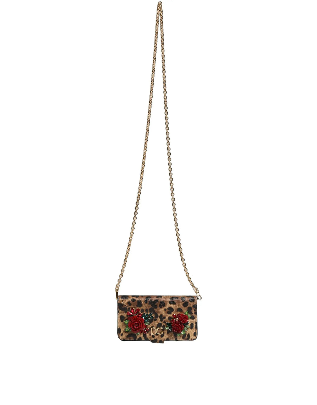 Dolce &amp; Gabbana Flip Cover Brown Leopard Crystal iPhone X - XS Case