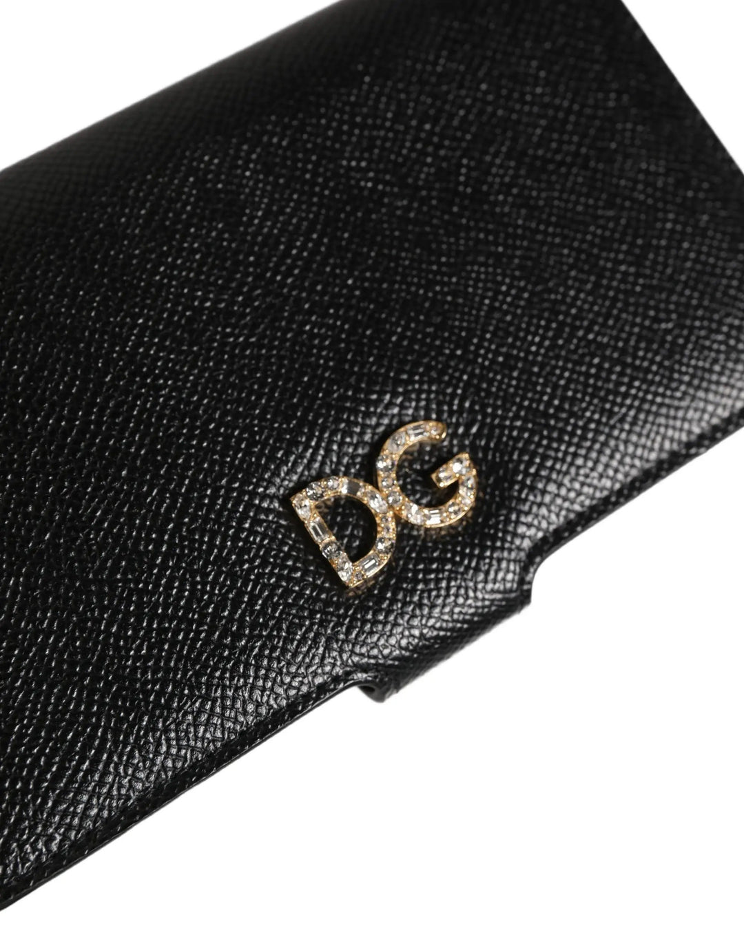 Dolce & Gabbana Case Flip Cover Black Calf Leather iPhone X - XS Phone