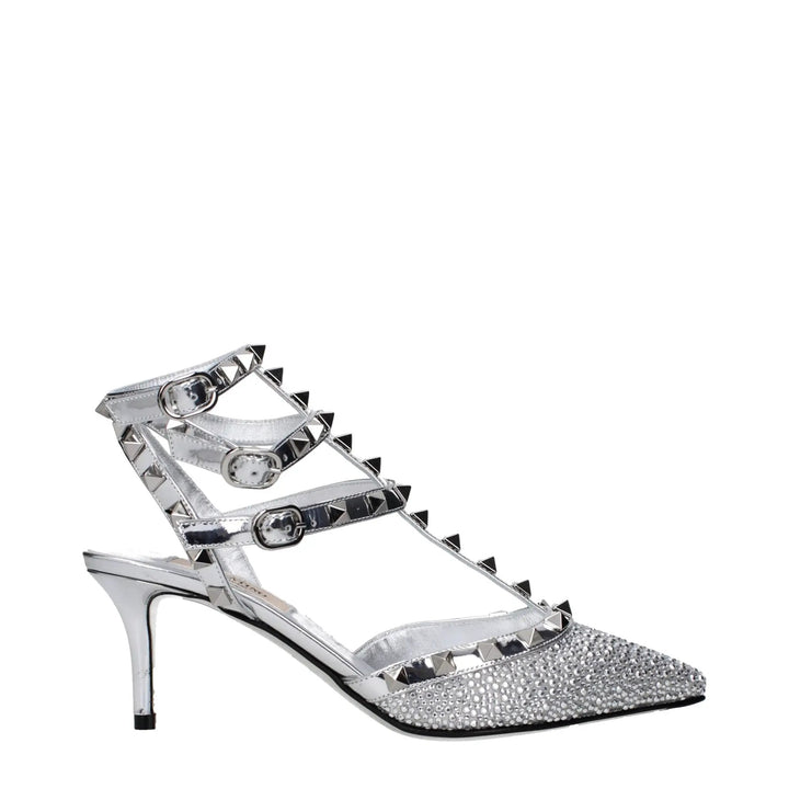 Valentino Garavani Gray Leather Stiletto Heel Sandals