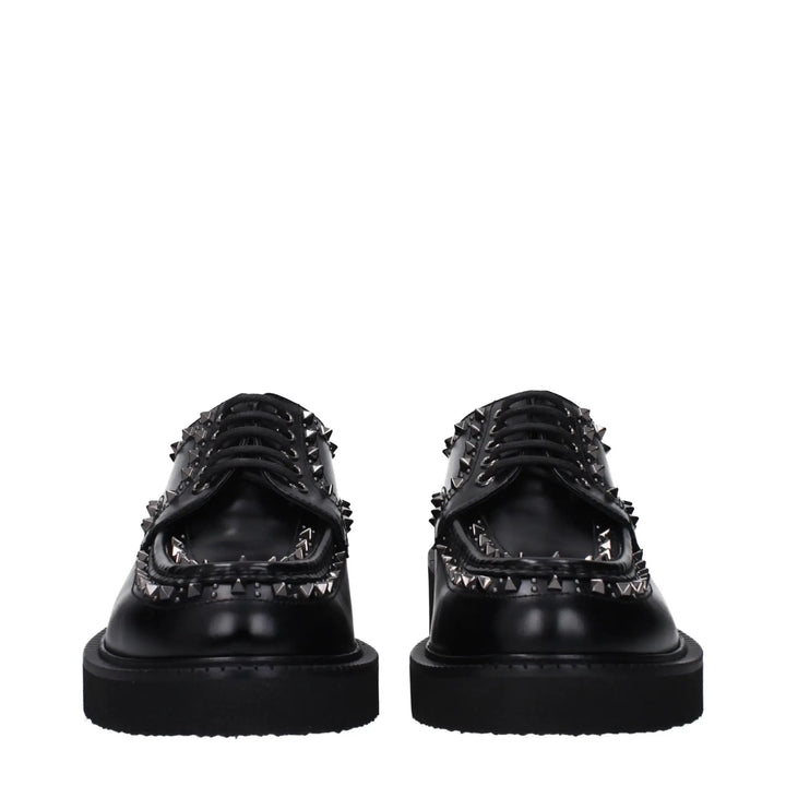 Valentino Garavani Black Leather Oxfords And Derbies