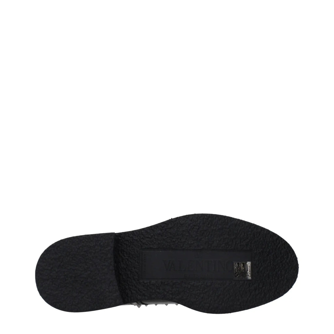 Valentino Garavani Black Leather Oxfords And Derbies