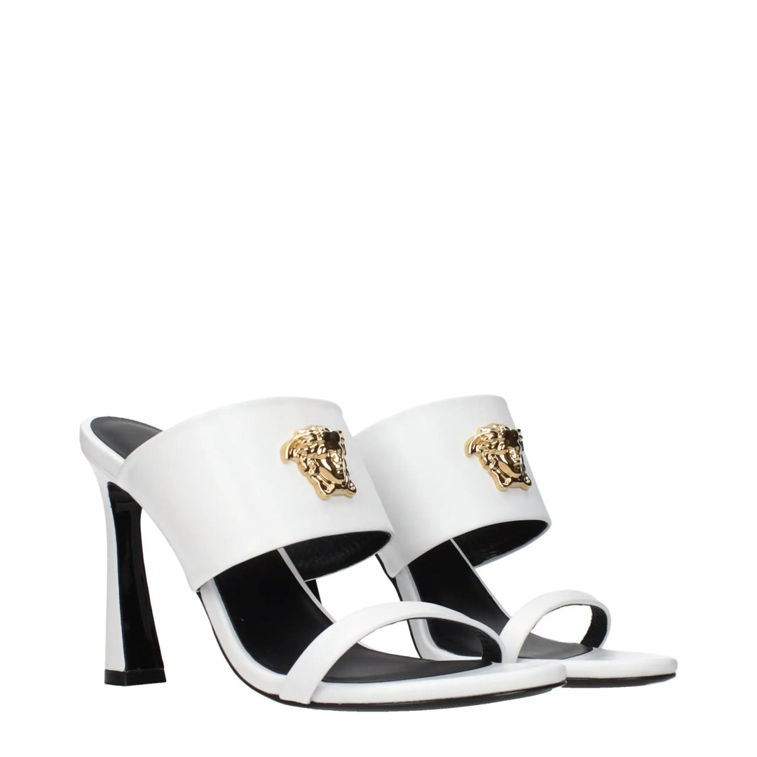 Versace White Leather Stiletto Heel Sandals