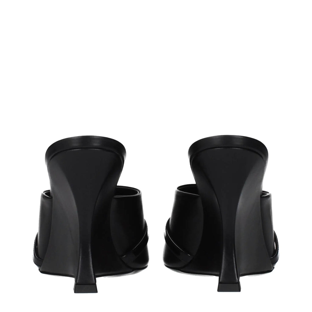 Versace Black Leather Wedge Sandals