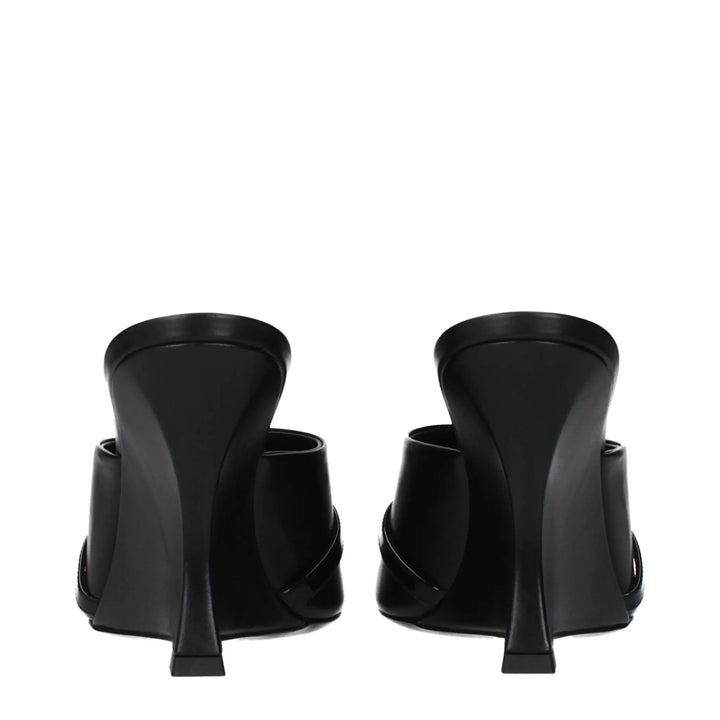 Versace Black Leather Wedge Sandals