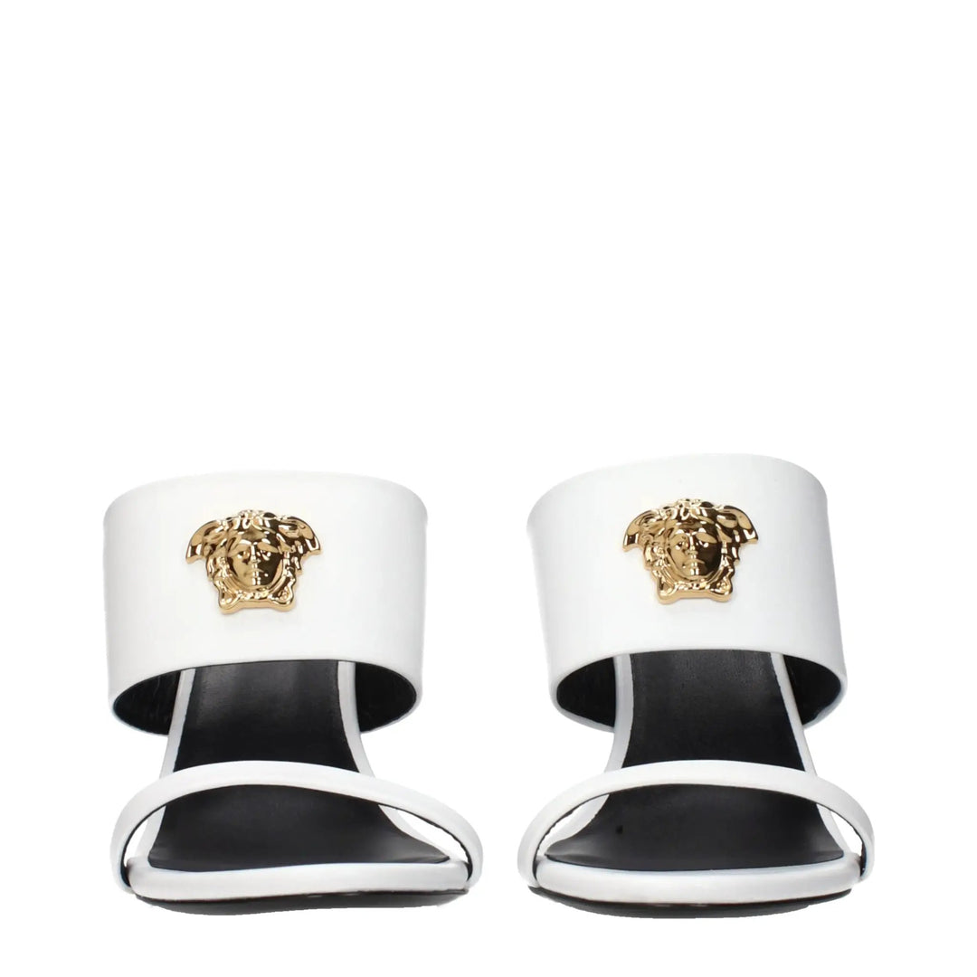 Versace White Leather Stiletto Heel Sandals