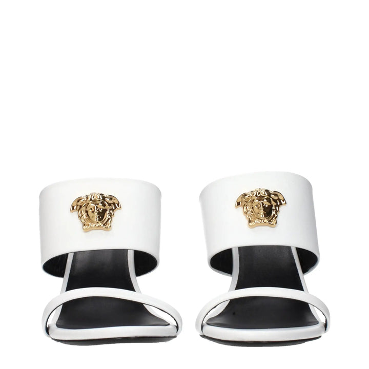 Versace White Leather Stiletto Heel Sandals