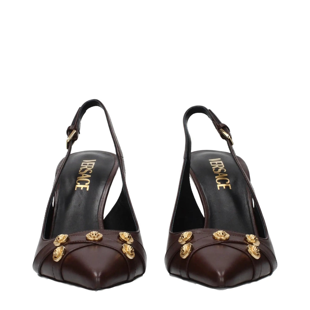 Versace Brown Leather High Heel Pumps