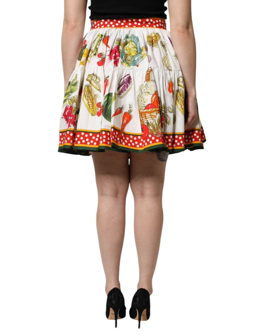 Dolce &amp; Gabbana Multicolor Vegetable Print Short Poplin Mini Skirt
