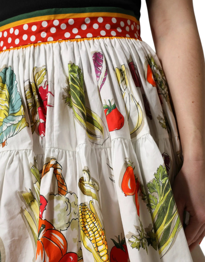 Dolce &amp; Gabbana Multicolor Vegetable Print Short Poplin Mini Skirt