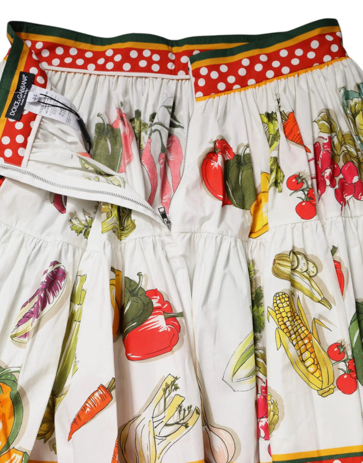 Dolce &amp; Gabbana Multicolor Vegetable Print Short Poplin Mini Skirt