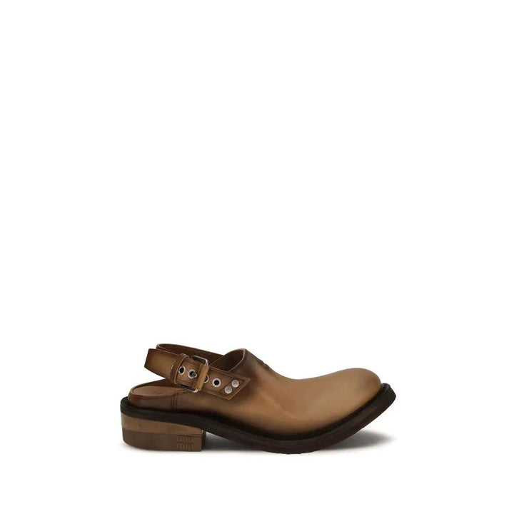 Miu Miu Sample Sale | Miu Miu Brown Calf Leather Bos Taurus Mules - | Designer outlet