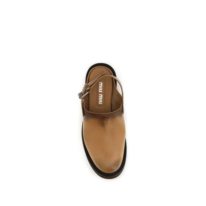 Miu Miu Sample Sale | Miu Miu Brown Calf Leather Bos Taurus Mules - | Designer outlet