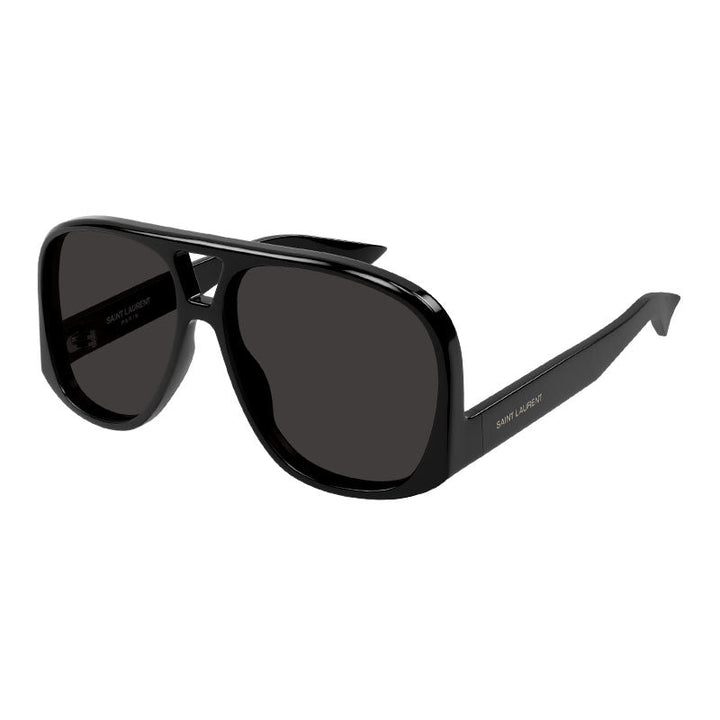 Saint Laurent Sunglasses Aviator Full Rim, Shiny Black Frame and Black Lens SL652/F001