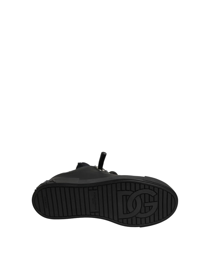 Dolce &amp; Gabbana Sample Sale | Dolce &amp; Gabbana Black Leather Low Top Portofino Sneakers Shoes - | Designer outlet