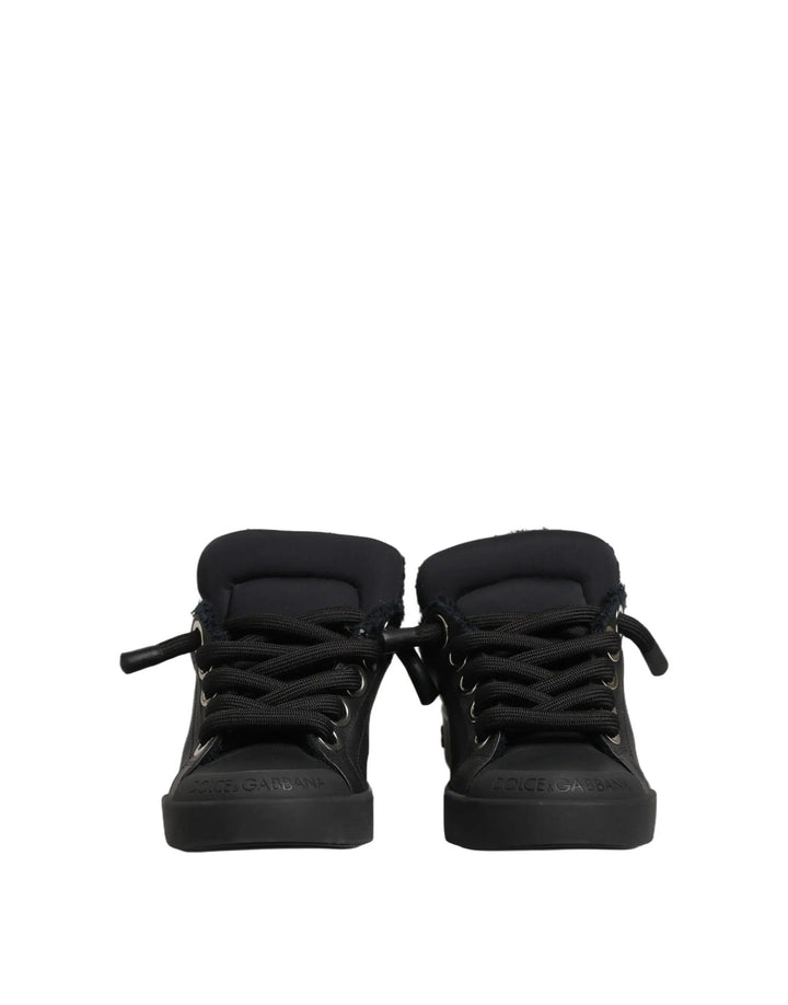 Dolce &amp; Gabbana Sample Sale | Dolce &amp; Gabbana Black Leather Low Top Portofino Sneakers Shoes - | Designer outlet