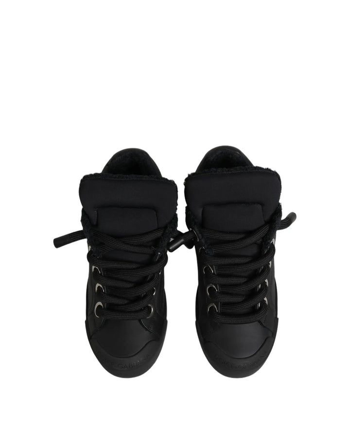 Dolce &amp; Gabbana Sample Sale | Dolce &amp; Gabbana Black Leather Low Top Portofino Sneakers Shoes - | Designer outlet