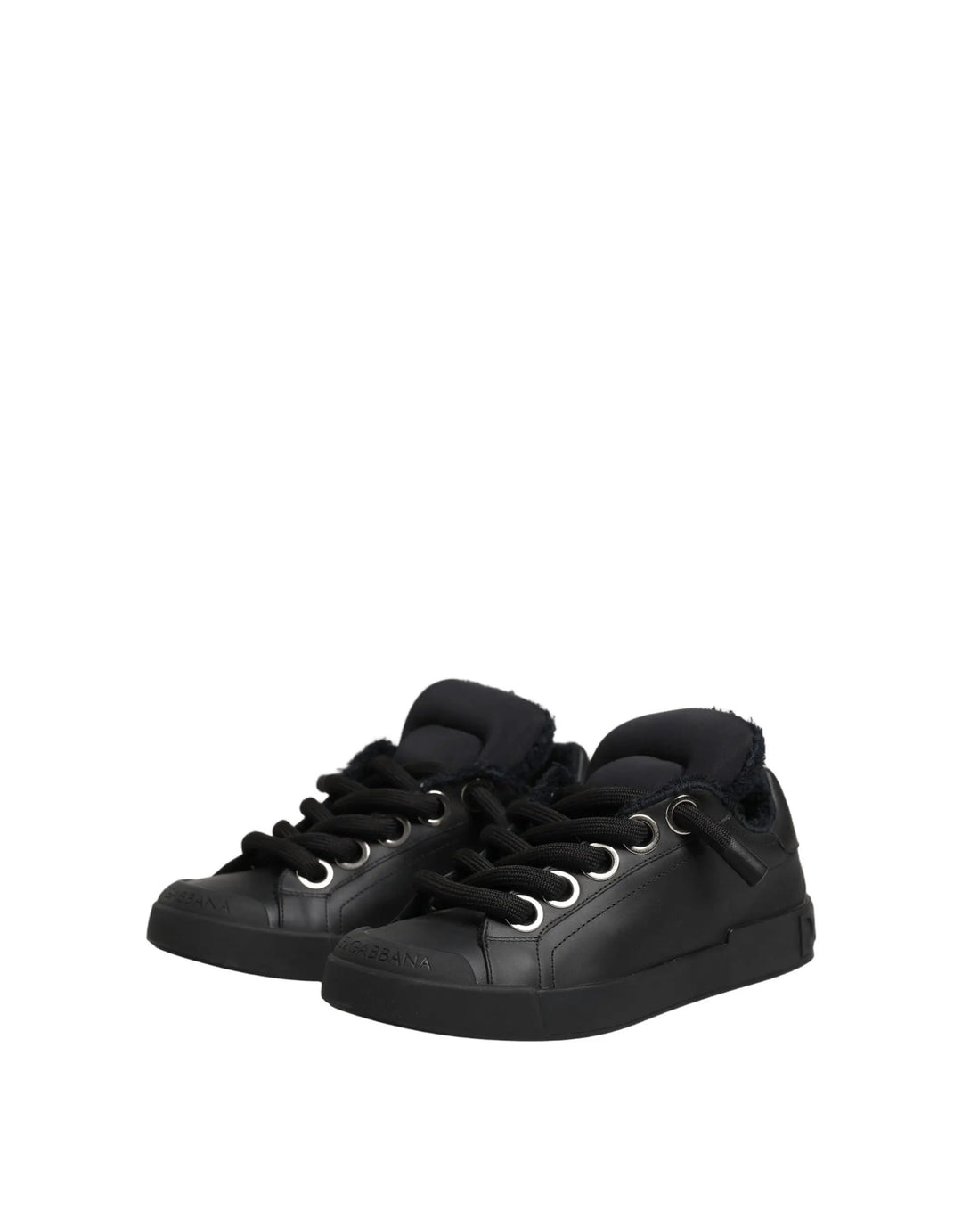 Dolce &amp; Gabbana Sample Sale | Dolce &amp; Gabbana Black Leather Low Top Portofino Sneakers Shoes - | Designer outlet