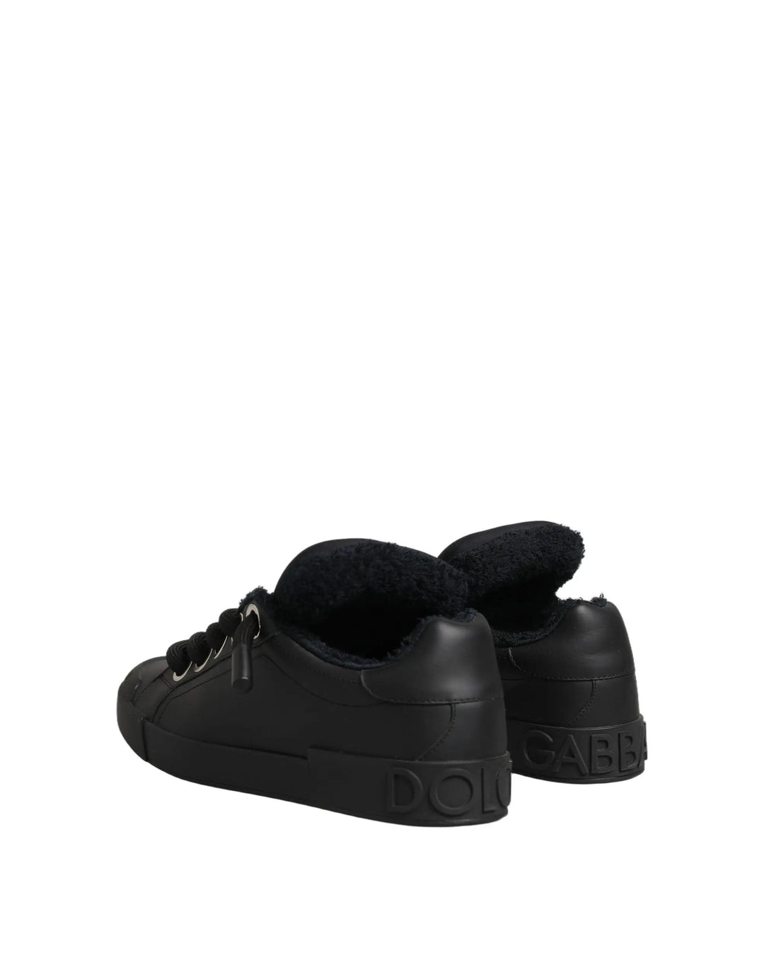 Dolce &amp; Gabbana Sample Sale | Dolce &amp; Gabbana Black Leather Low Top Portofino Sneakers Shoes - | Designer outlet