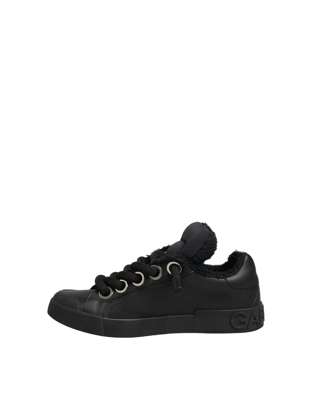 Dolce &amp; Gabbana Sample Sale | Dolce &amp; Gabbana Black Leather Low Top Portofino Sneakers Shoes - | Designer outlet