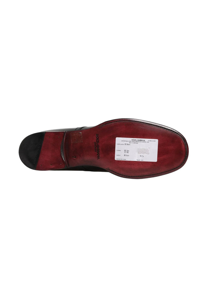 Dolce &amp; Gabbana Black Calfskin Leather Derby Men Dress Shoes