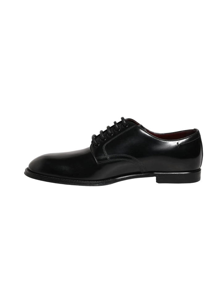 Dolce &amp; Gabbana Black Calfskin Leather Derby Men Dress Shoes