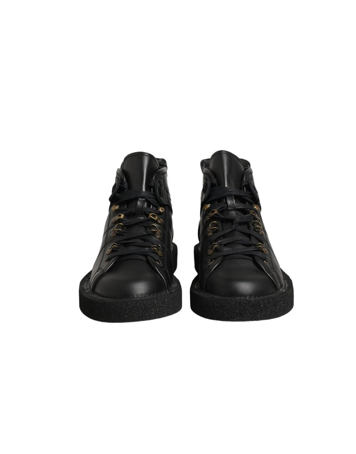 Dolce &amp; Gabbana Sample Sale | Dolce &amp; Gabbana Black Leather Lace Up Men Ankle Boots Shoes - | Designer outlet