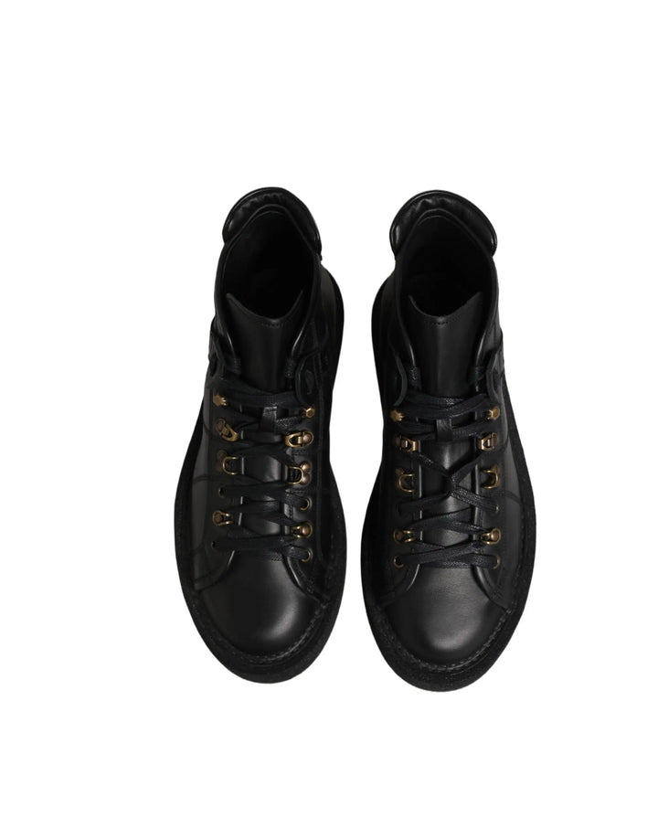 Dolce &amp; Gabbana Sample Sale | Dolce &amp; Gabbana Black Leather Lace Up Men Ankle Boots Shoes - | Designer outlet