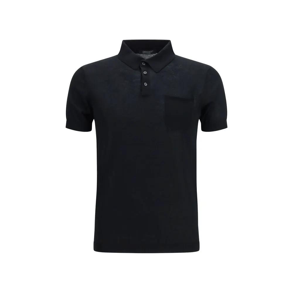 Aragona Cashmere Sample Sale | Aragona Cashmere Black Cotton Polo Shirt - | Designer outlet