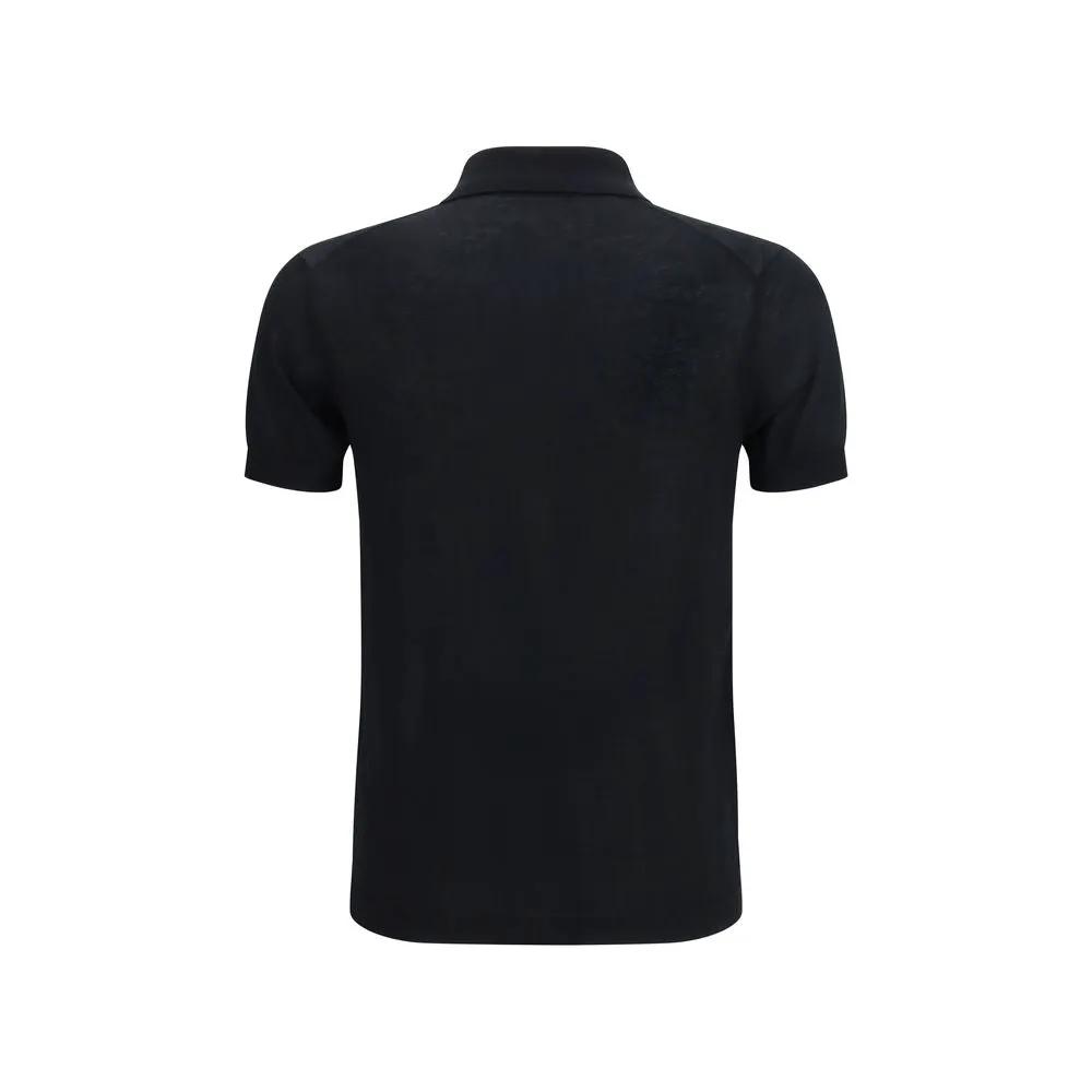 Aragona Cashmere Sample Sale | Aragona Cashmere Black Cotton Polo Shirt - | Designer outlet