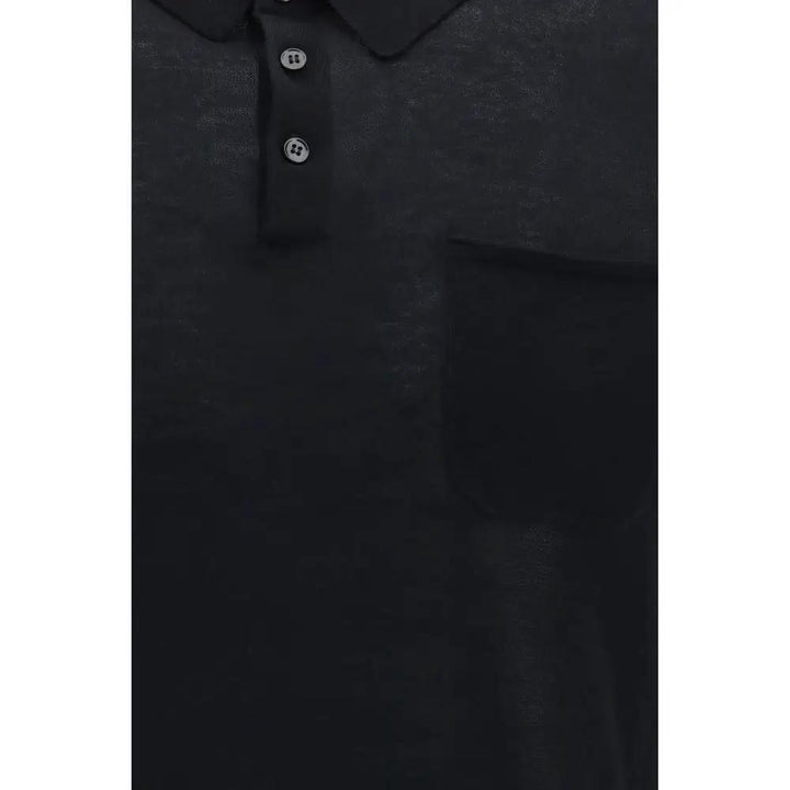 Aragona Cashmere Sample Sale | Aragona Cashmere Black Cotton Polo Shirt - | Designer outlet