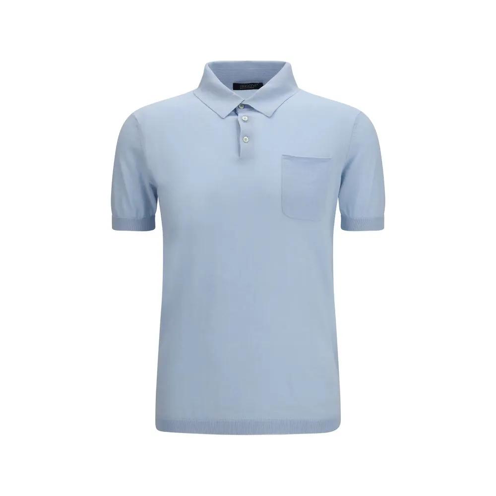 Aragona Cashmere Sample Sale | Aragona Cashmere Blue Cotton Polo Shirt - | Designer outlet