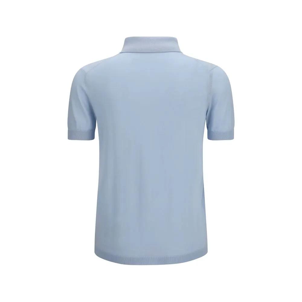 Aragona Cashmere Sample Sale | Aragona Cashmere Blue Cotton Polo Shirt - | Designer outlet