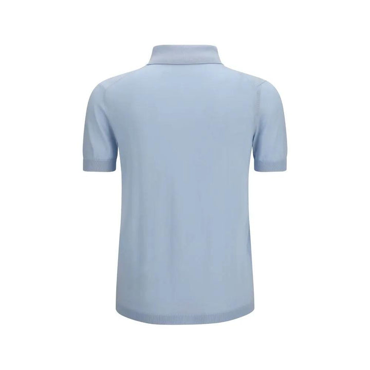 Aragona Cashmere Sample Sale | Aragona Cashmere Blue Cotton Polo Shirt - | Designer outlet