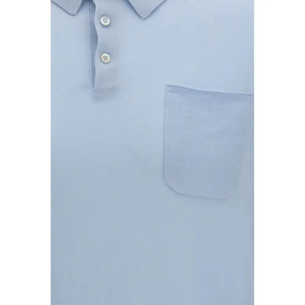Aragona Cashmere Sample Sale | Aragona Cashmere Blue Cotton Polo Shirt - | Designer outlet