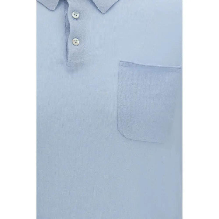 Aragona Cashmere Sample Sale | Aragona Cashmere Blue Cotton Polo Shirt - | Designer outlet